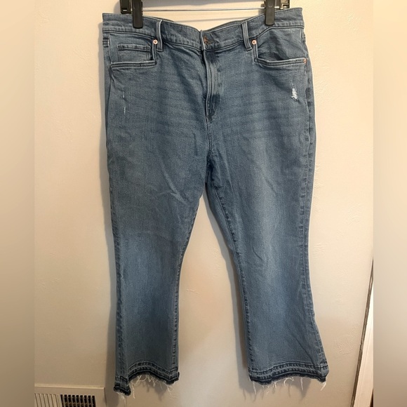 LOFT Blue Flare Crop Jeans - Picture 1 of 13